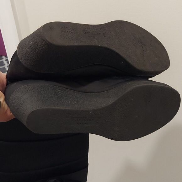 Kate Spade Tall Black Wedge Bow Winter Boots Sz 10 - Picture 8 of 11